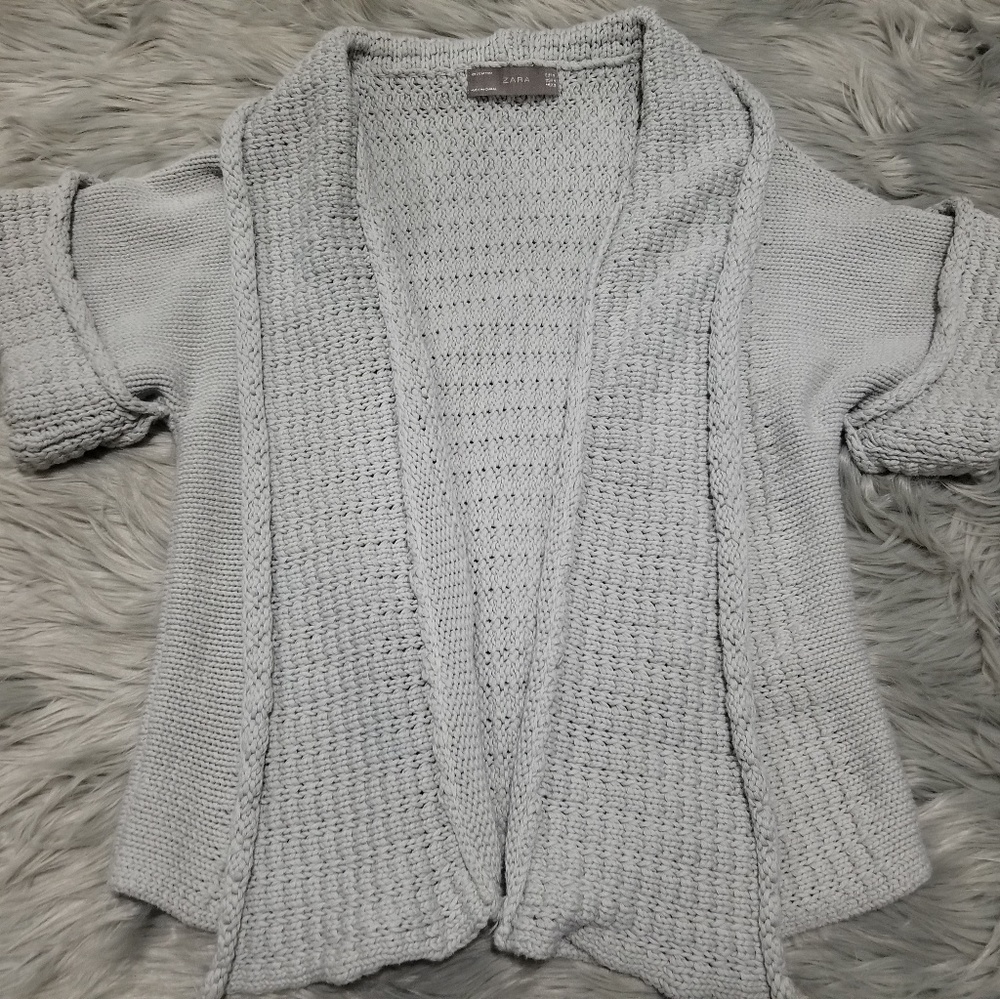 Zara open front grey short sleev cardigan